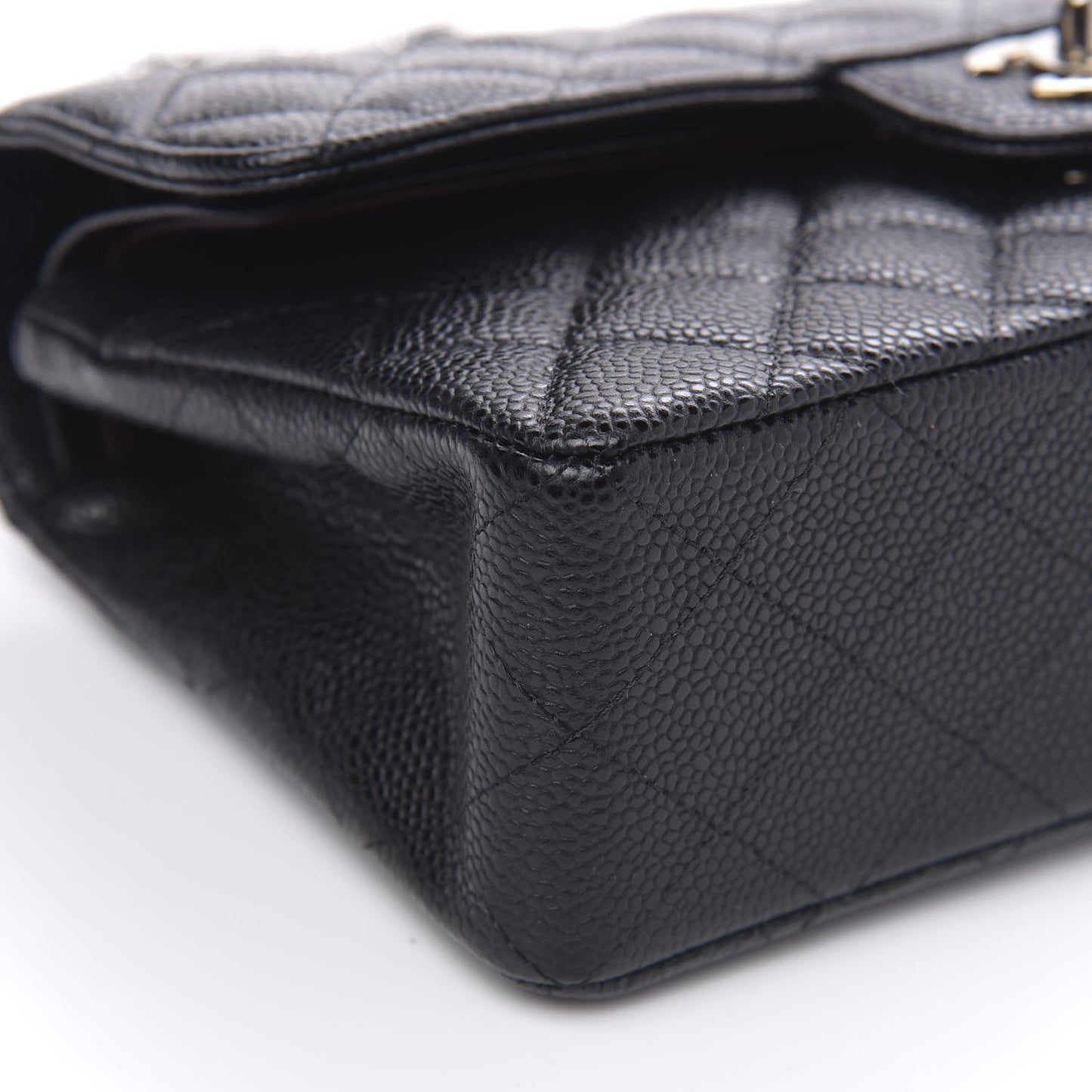 Caviar Quilted Small Double Flap Black