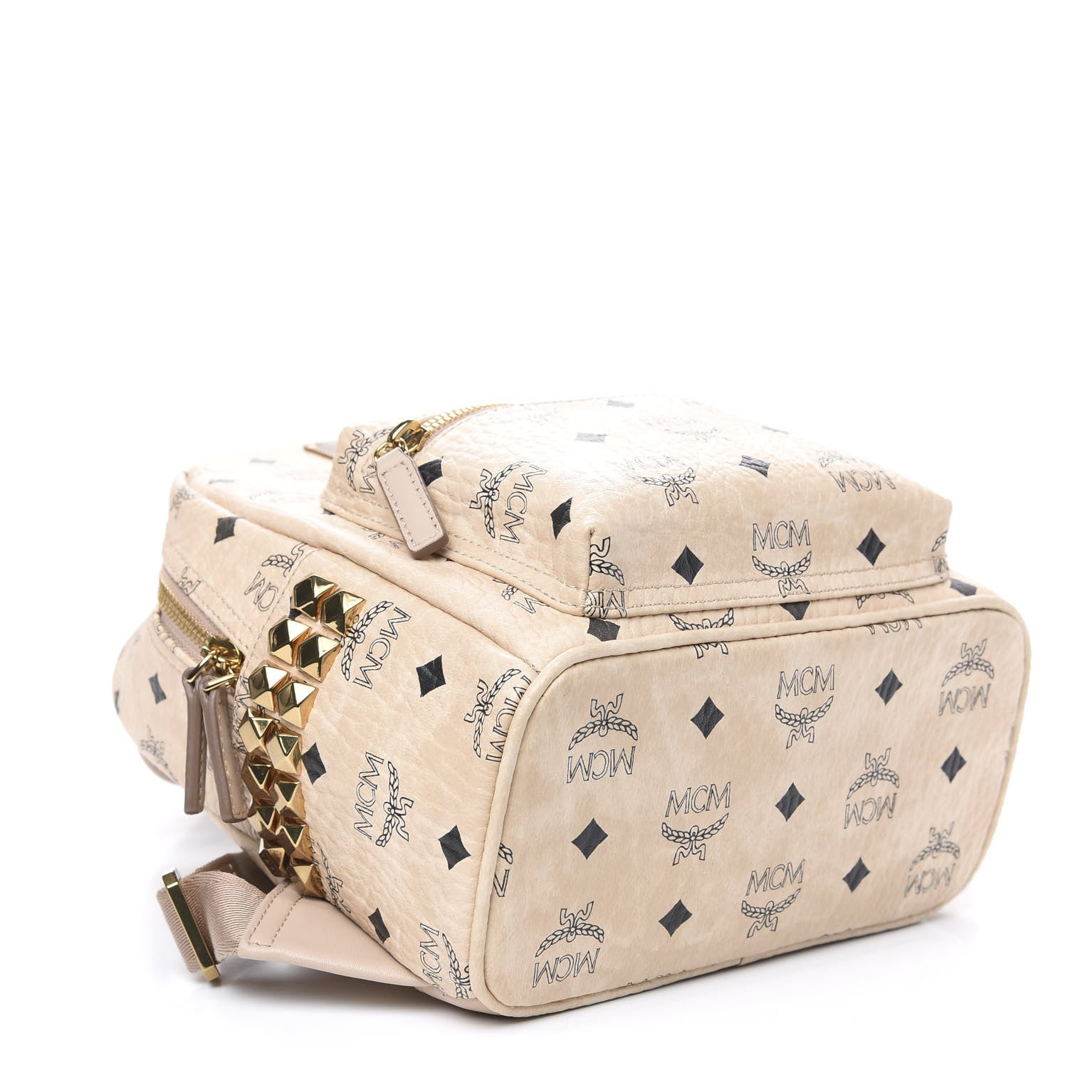 MCM Visetos Side Stud Mini Stark Backpack Beige 3 of 7