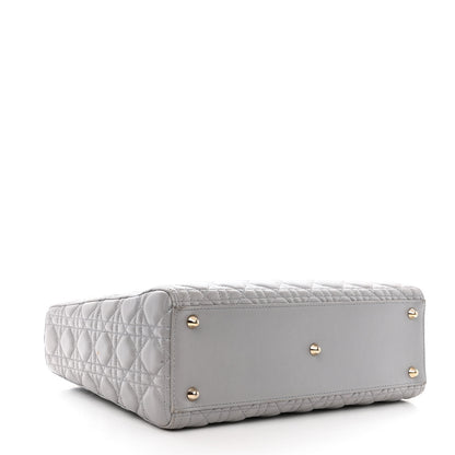 Christian Dior Metallic Lambskin Cannage Large Lady Dior Light Grey 4 of 14