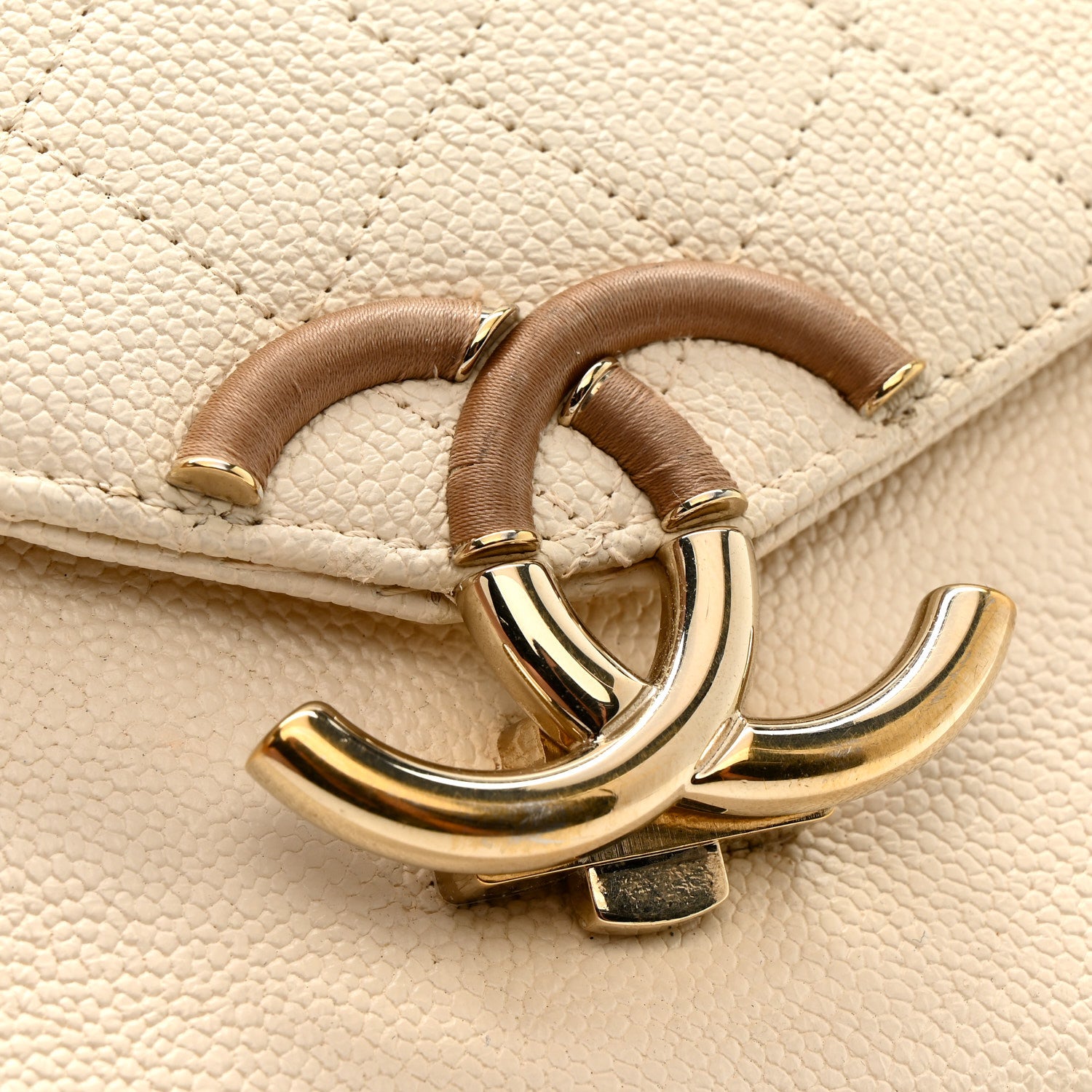 Chanel Grained Calfskin Quilted Small Cuba Top Handle Flap White 15 of 15