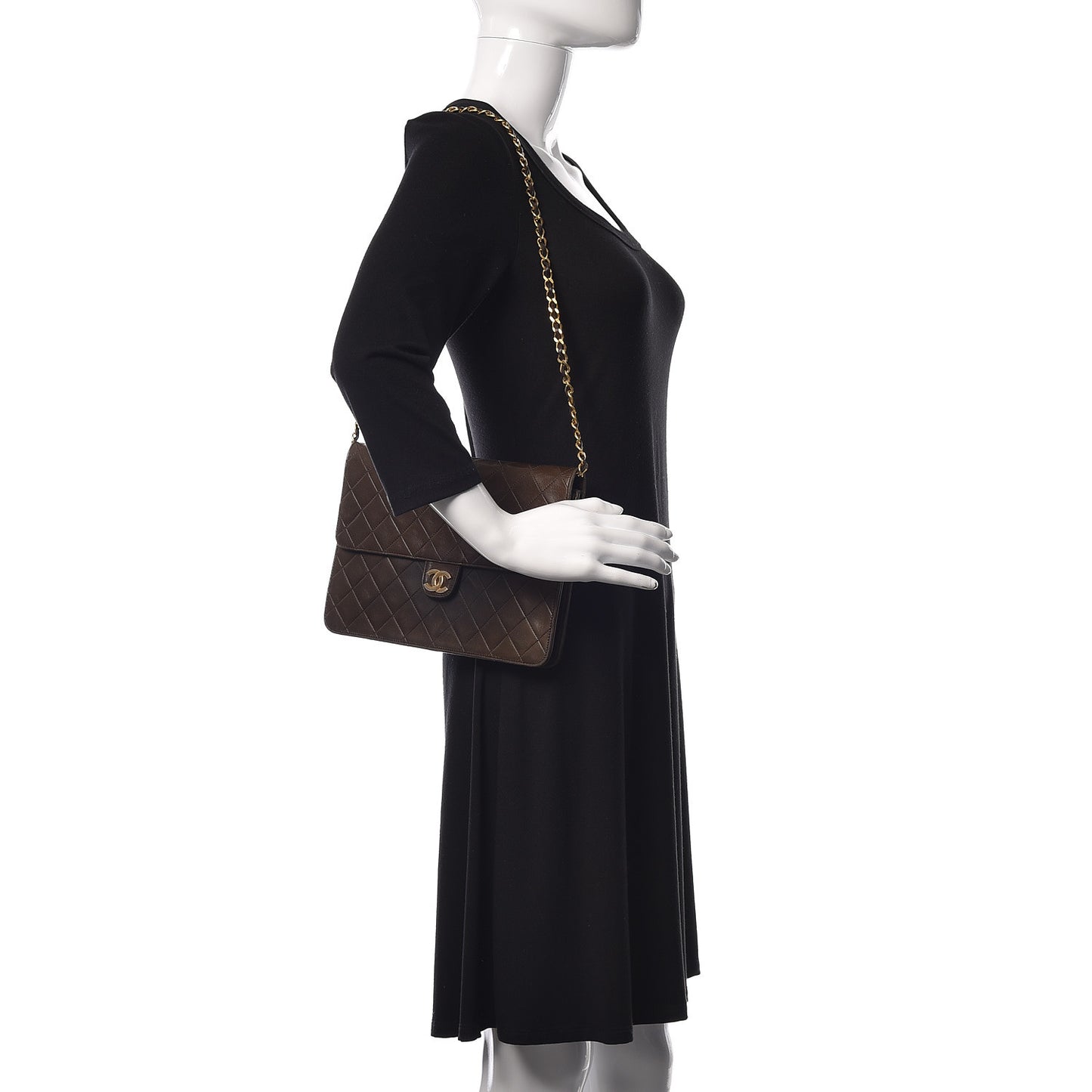 Lambskin Quilted Medium Single Flap Brown