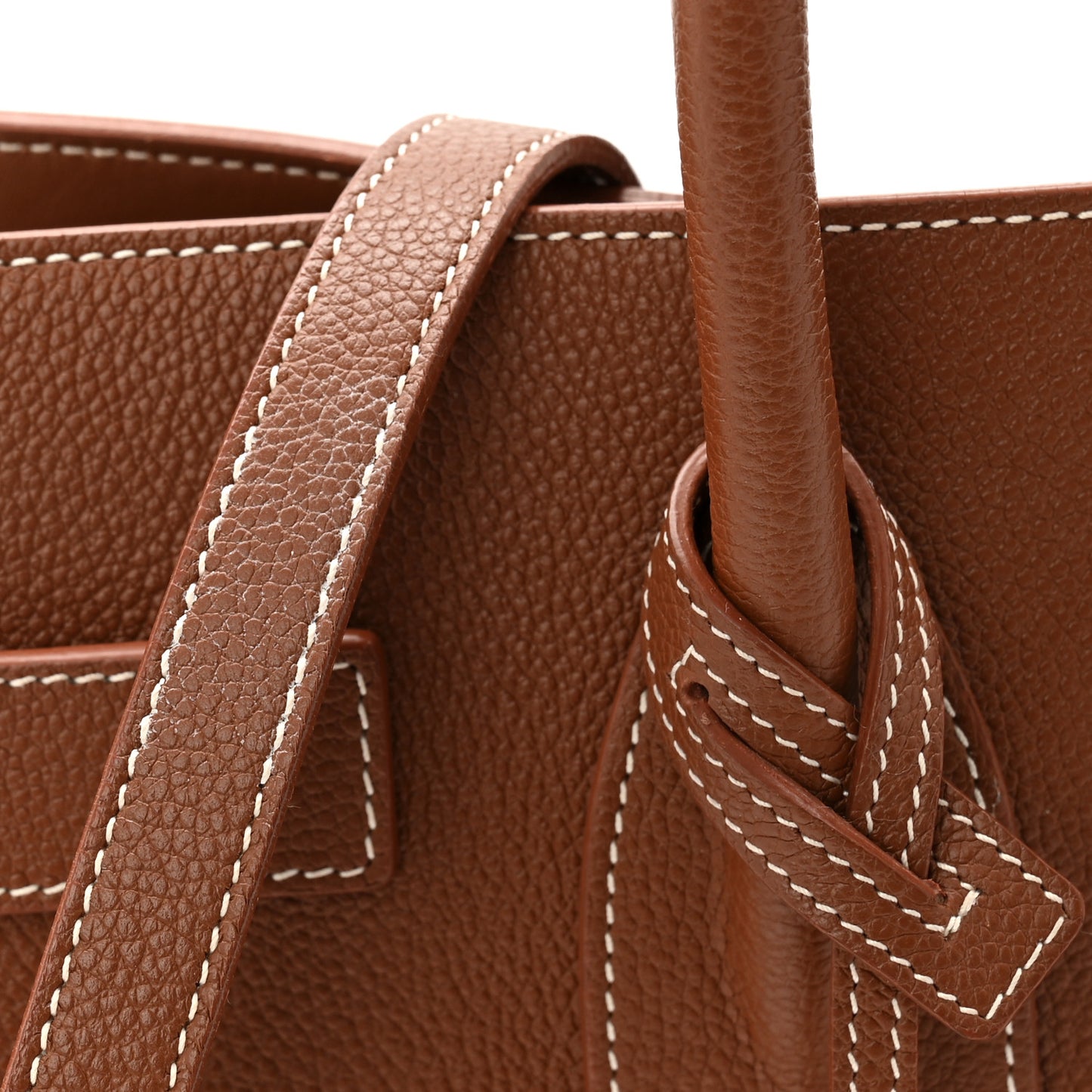 Grained Calfskin Topstitch Small Sac De Jour Saddle