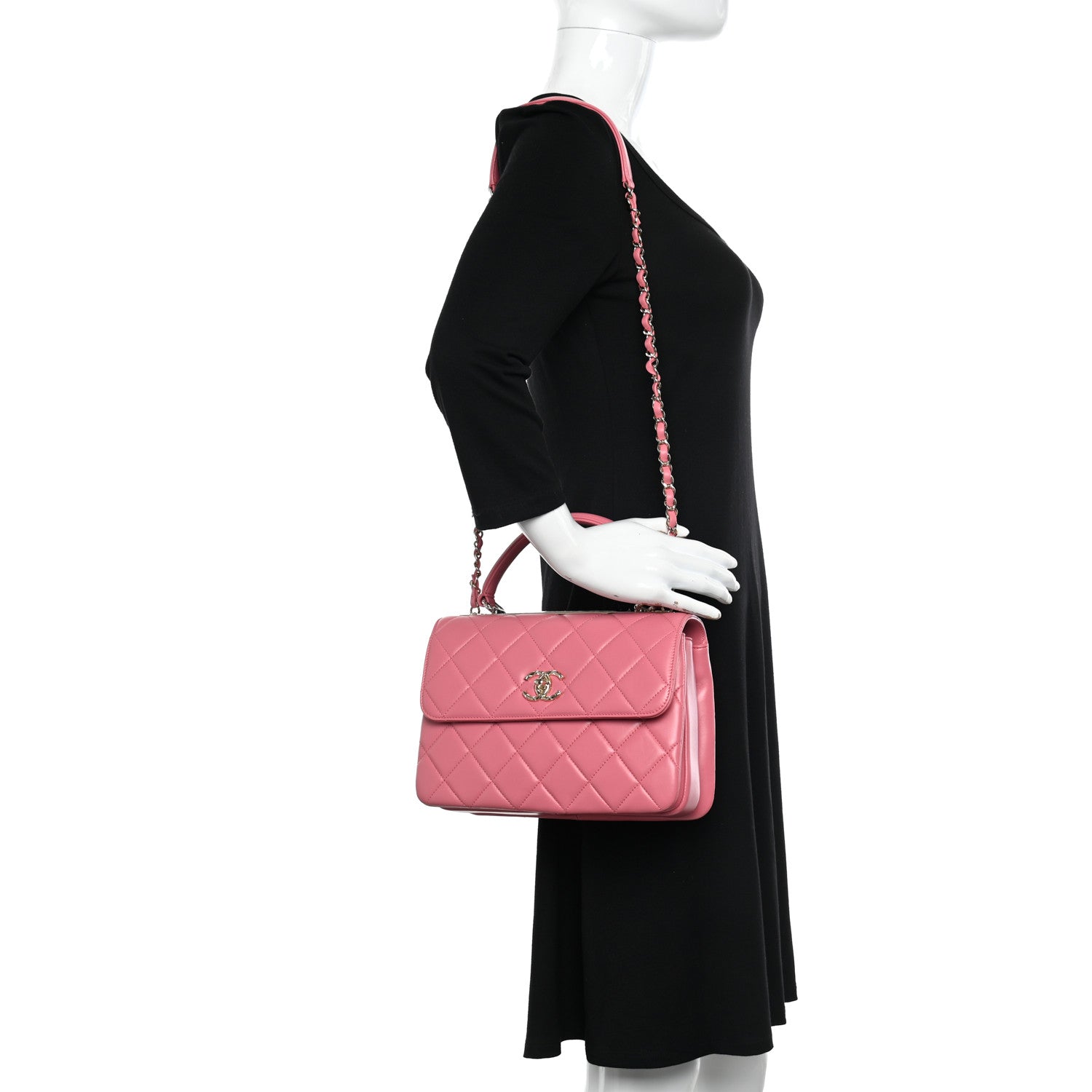 Chanel Lambskin Quilted Small Trendy CC Flap Dual Handle Bag Dark Pink 2 of 10
