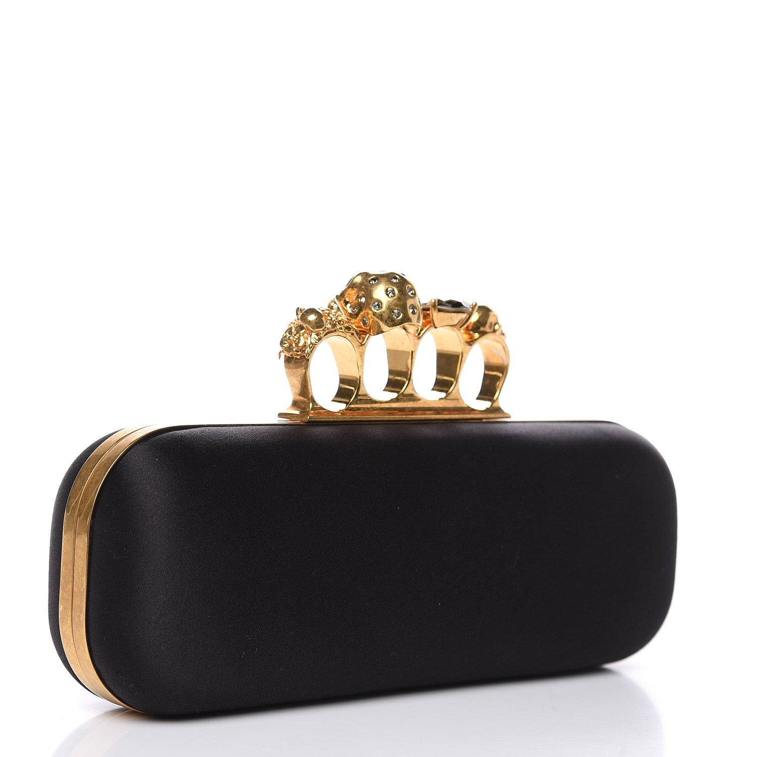Alexander McQueen Silk Knucklebox Clutch Black 3 of 11
