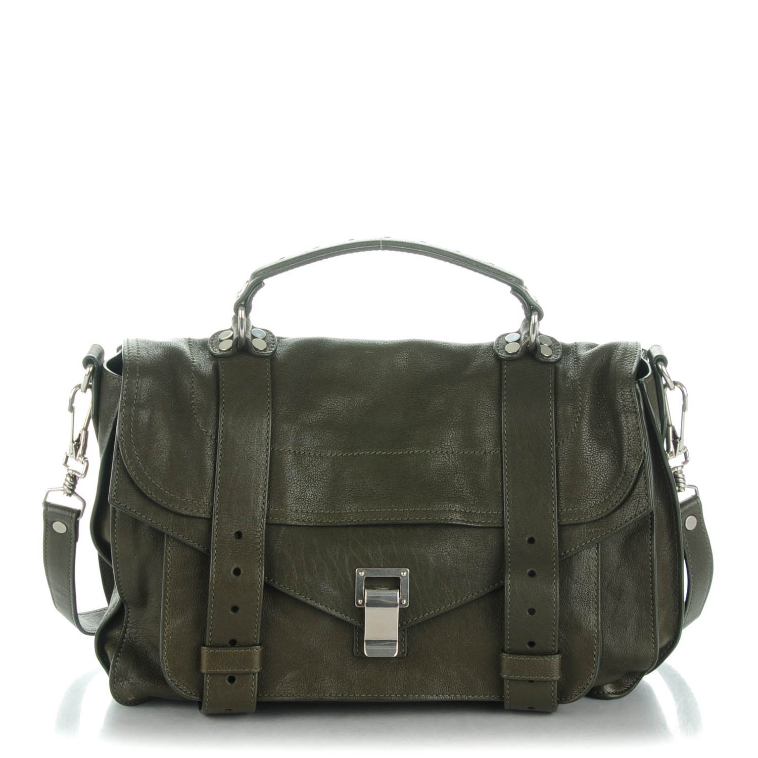 Proenza Schouler Lambskin Medium PS1 Satchel Military 1 of 9