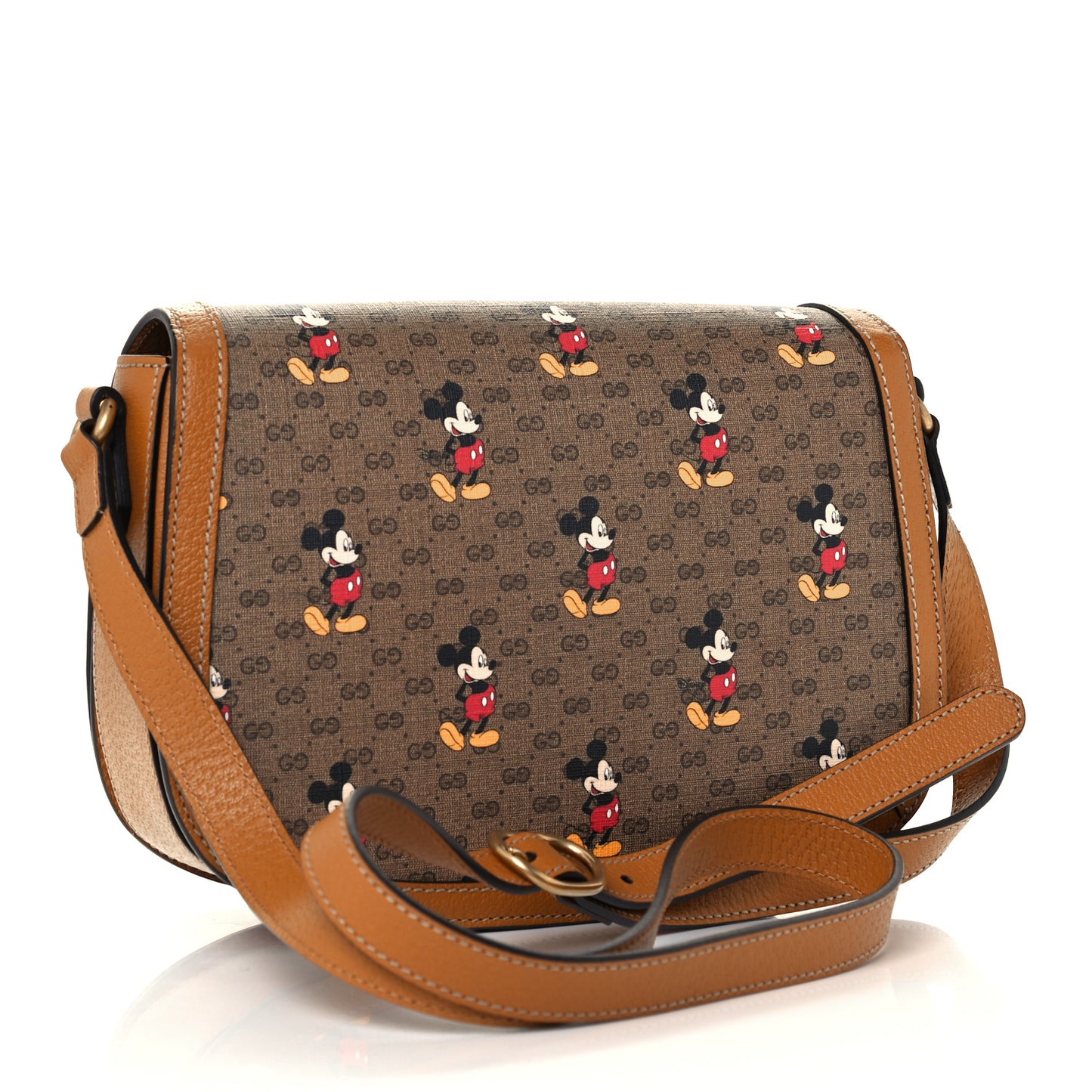 X DISNEY Mini Vintage GG Supreme Monogram Mickey Mouse Small Flap Messenger Bag Beige Vintage Sun Oil