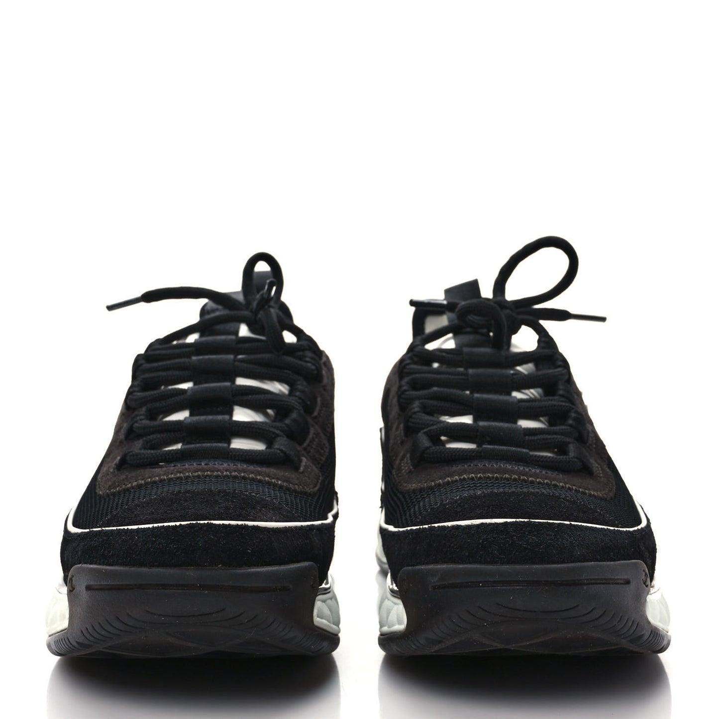 Velvet Calfskin Mixed Fibers CC Sneakers 39 Black