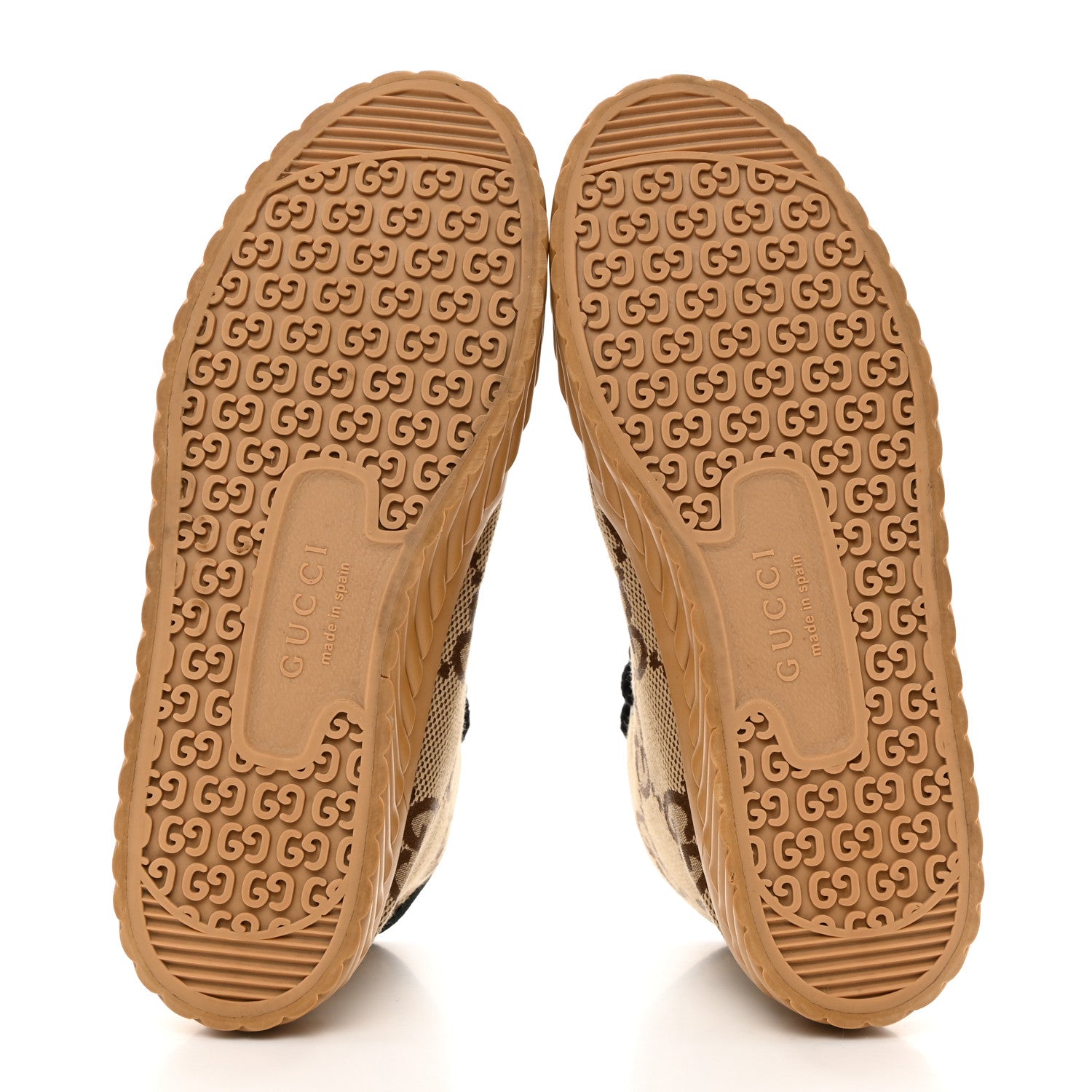 Gucci Monogram Jumbo GG New Lace Papin Mens Tortuga High Top Sneakers 10 Camel Ebony Black 5 of 9
