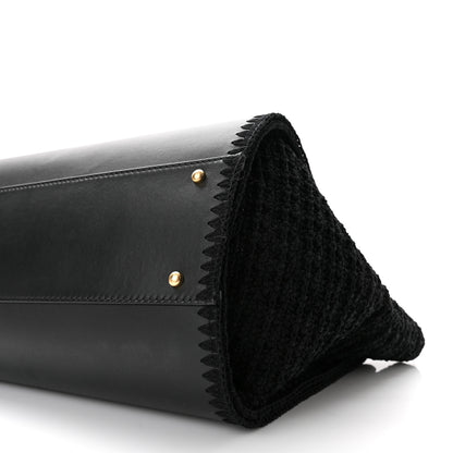 Chanel Calfskin Knit Medium Deauville Tote Black 9 of 9