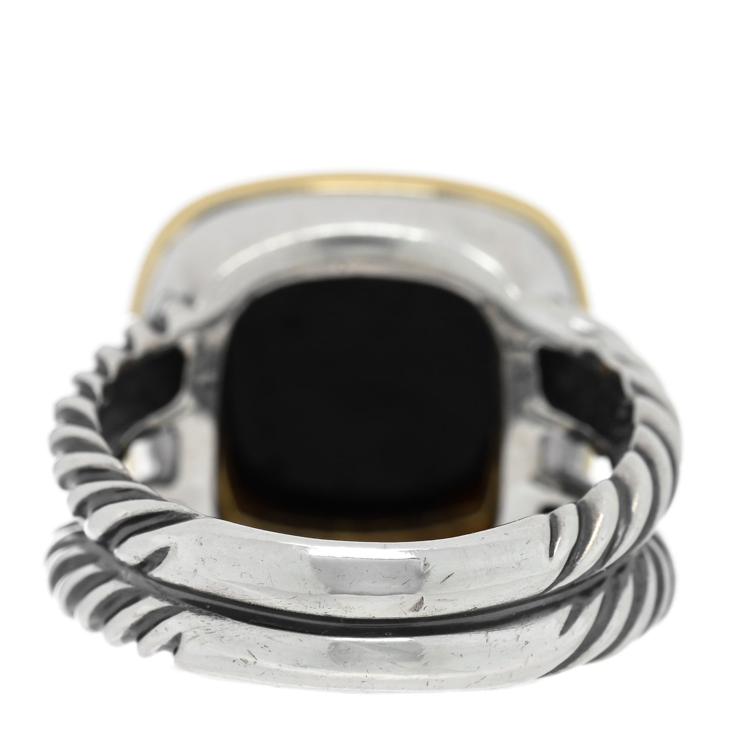 Sterling Silver 18K Yellow Gold Black Onyx 11mm Albion Ring 52 6