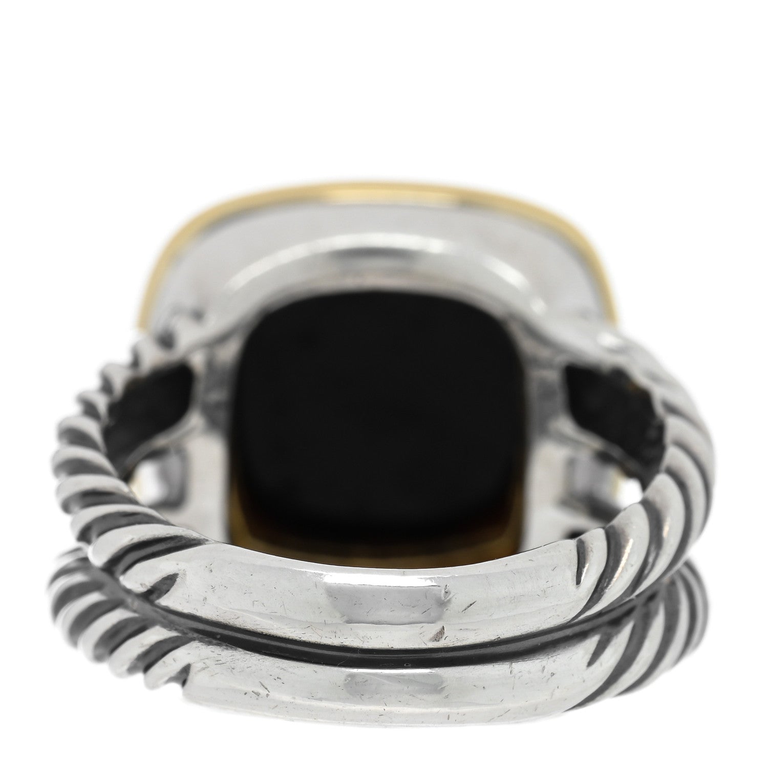 David Yurman Sterling Silver 18K Yellow Gold Black Onyx 11mm Albion Ring 52 6 3 of 4
