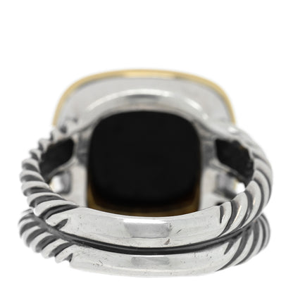 David Yurman Sterling Silver 18K Yellow Gold Black Onyx 11mm Albion Ring 52 6 3 of 4