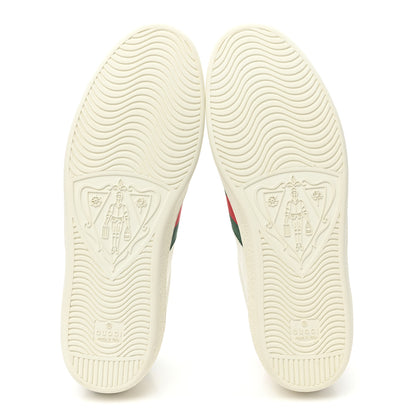 Gucci Miro Soft Calfskin Laminated Ayers Web Bee Embroidered Mens Ace Sneakers 10.5 White Red Flame Green 6 of 10