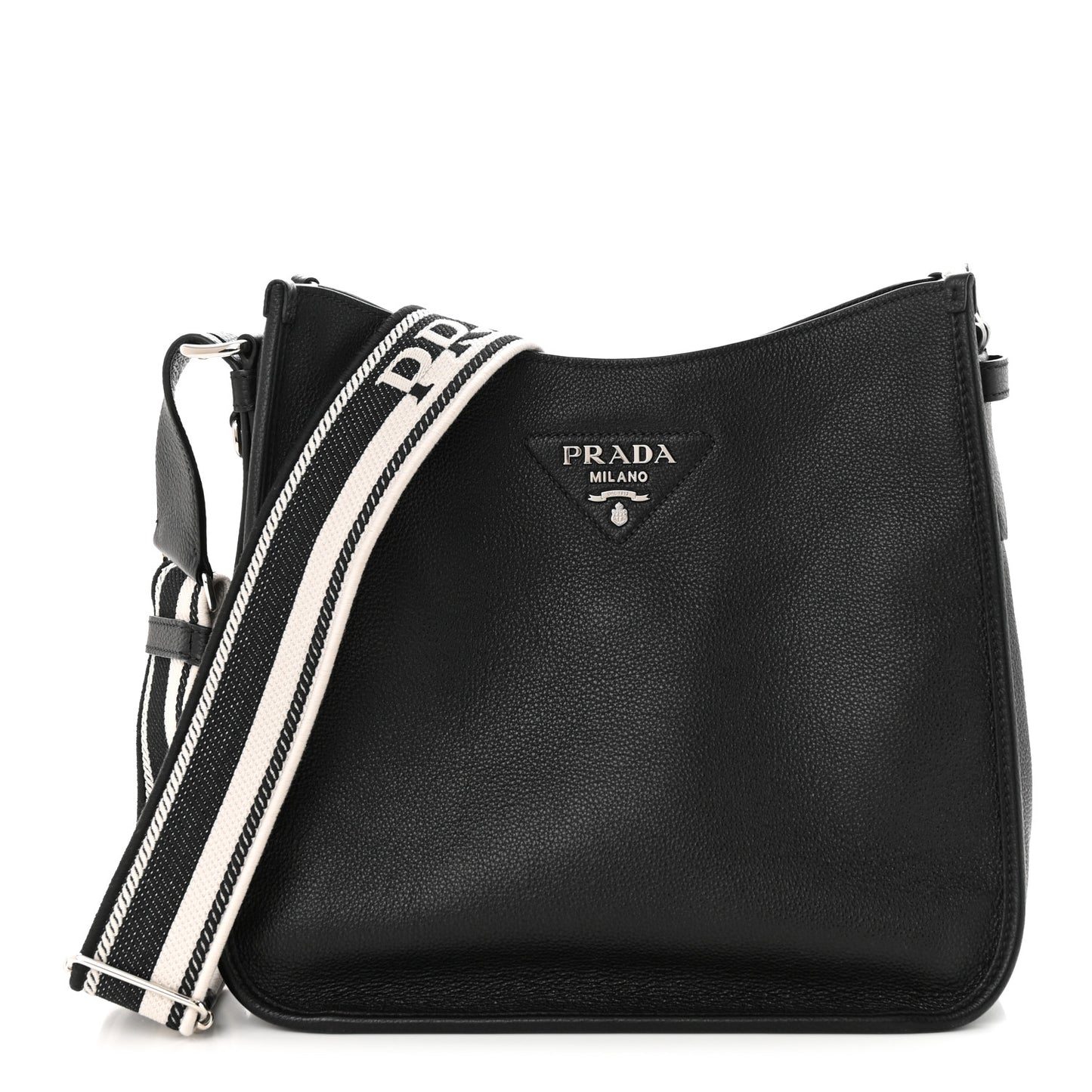 Vitello Daino Soft Hobo Messenger Bag Black