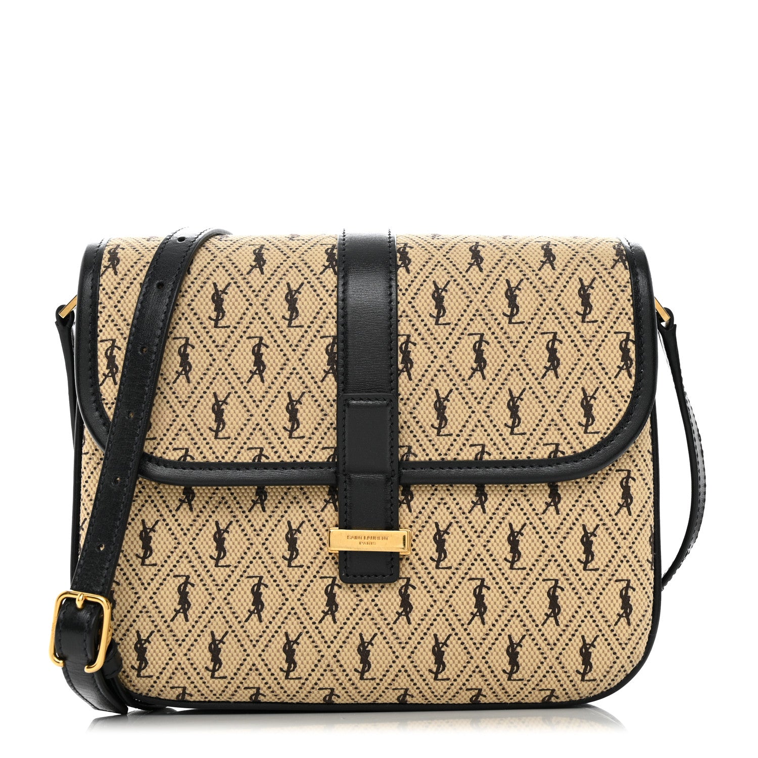 Saint Laurent Canvas Small Le Monogramme Satchel Beige Black 1 of 11