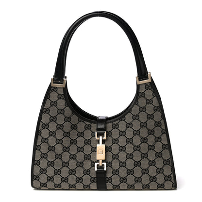 Gucci Monogram Piston Lock Shoulder Bag Black 1 of 14
