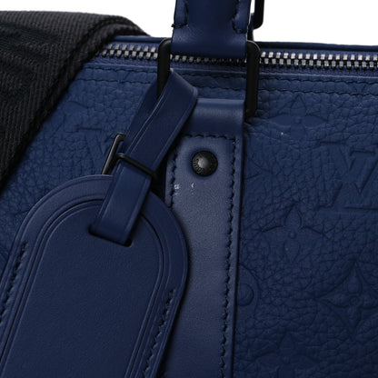Louis Vuitton Monogram Taurillon Keepall Bandouliere 35 Blue 10 of 12