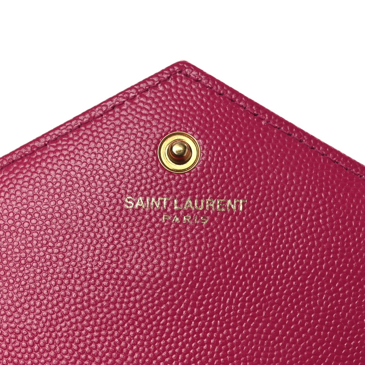 Saint Laurent Grain De Poudre Matelasse Chevron Monogram Chain Wallet Lipstick Fuchsia 6 of 11
