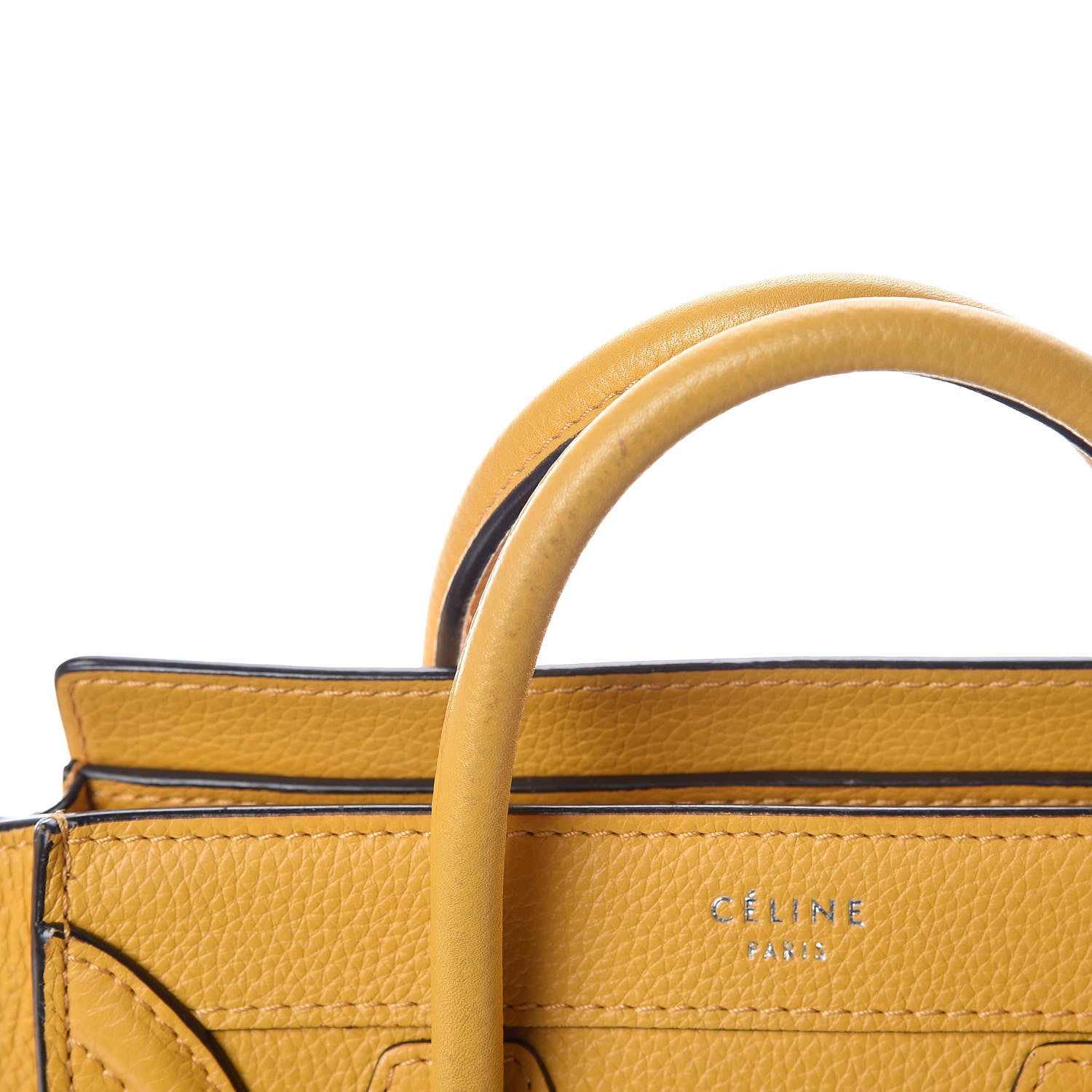 Celine Drummed Calfskin Nano Luggage Ocre 15 of 18