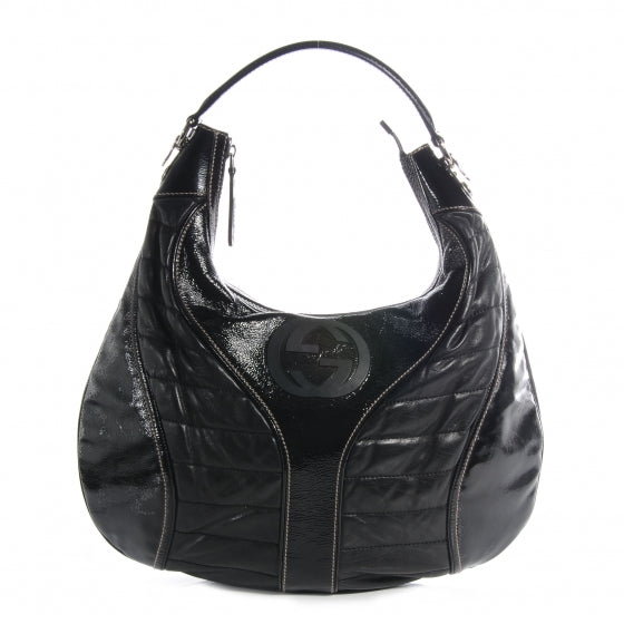 Gucci Patent Leather Medium Snow Glam Hobo Black 1 of 7