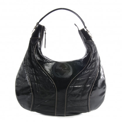 Gucci Patent Leather Medium Snow Glam Hobo Black 1 of 7
