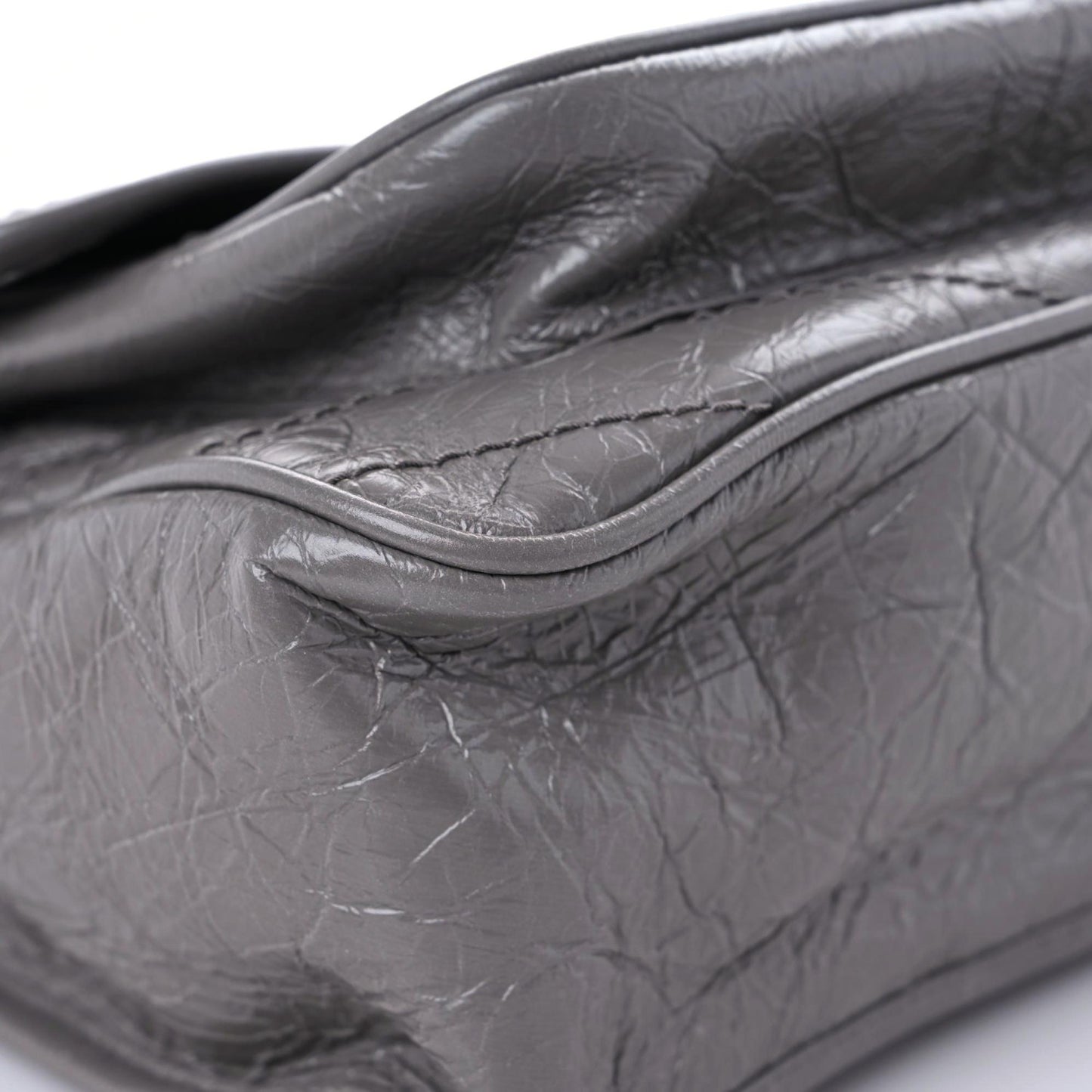 Crinkled Calfskin Matelasse Monogram Large Niki Chain Satchel Fog