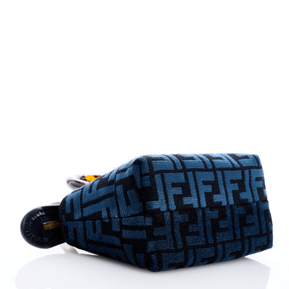 Fendi Chenille Vitello King Plexiglass FF Mini By The Way Top Handle Boston Bag Blue Black 4 of 8