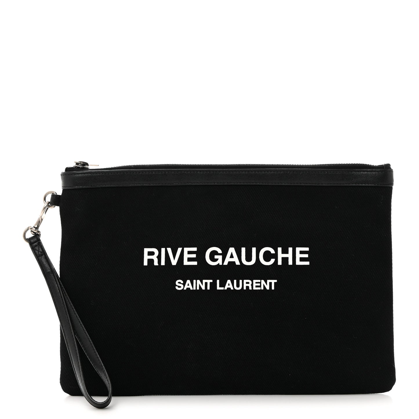 Linen Canvas Rive Gauche Zipped Pouch Black