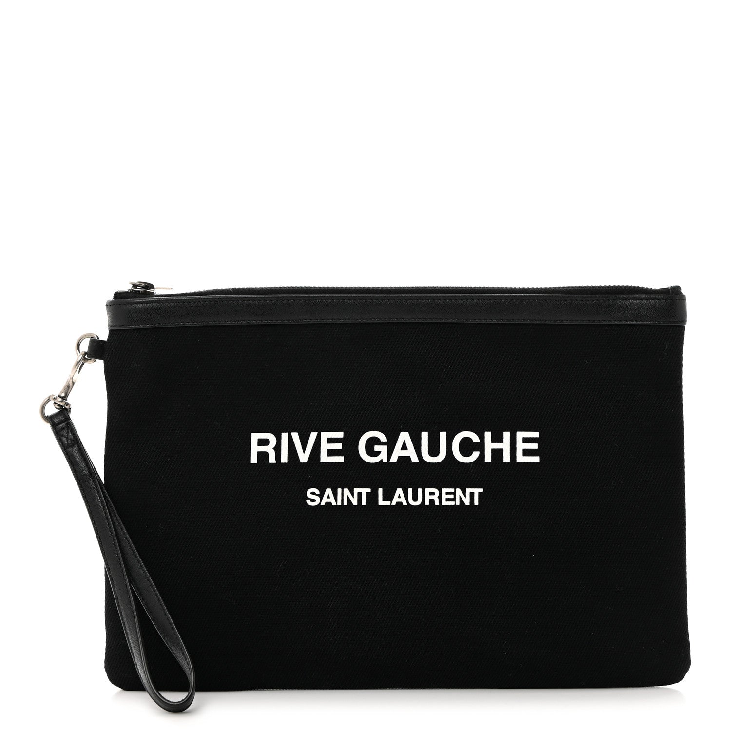 Saint Laurent Linen Canvas Rive Gauche Zipped Pouch Black 1 of 8