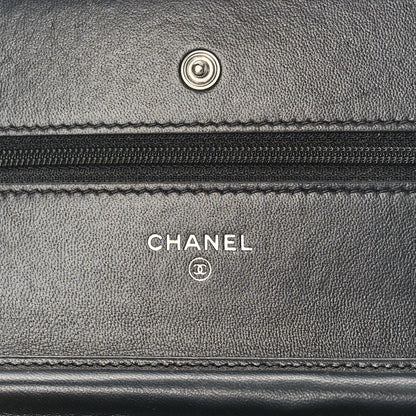 Chanel Lambskin Airlines Wallet On Chain WOC Blue Black Red 6 of 11