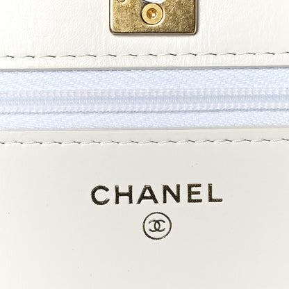 Chanel Shiny Calfskin Quilted Multicolor Top Handle Wallet On Chain WOC White 6 of 10