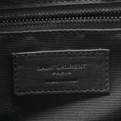 Saint Laurent Grain De Poudre Textured Mixed Matelasse Large Triquilt Monogram Monochrome Satchel Black 6 of 9