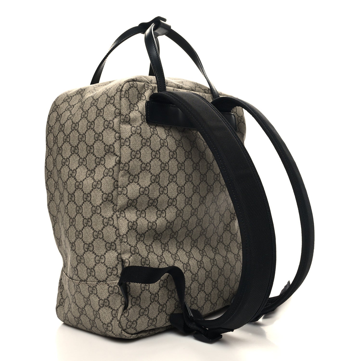 Gucci Soft GG Supreme Monogram Appia Calfskin Web Tote Backpack Beige Ebony Black 3 of 11