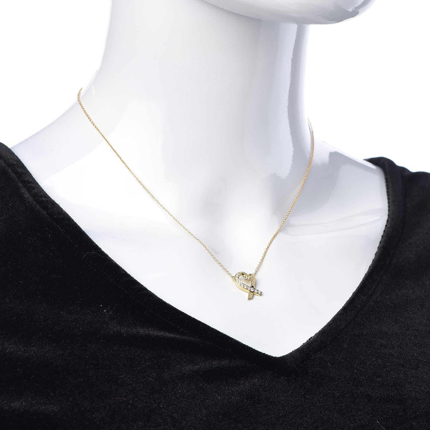 Tiffany 18K Yellow Gold Diamond Small Paloma Picasso Loving Heart Pendant Necklace 2 of 7