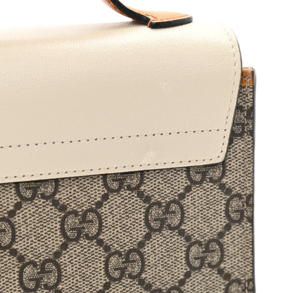 Gucci GG Supreme Monogram New Sakai Calfskin Mini Padlock Top Handle Shoulder Bag Beige Ebony Mystic White Sun Oil 10 of 11