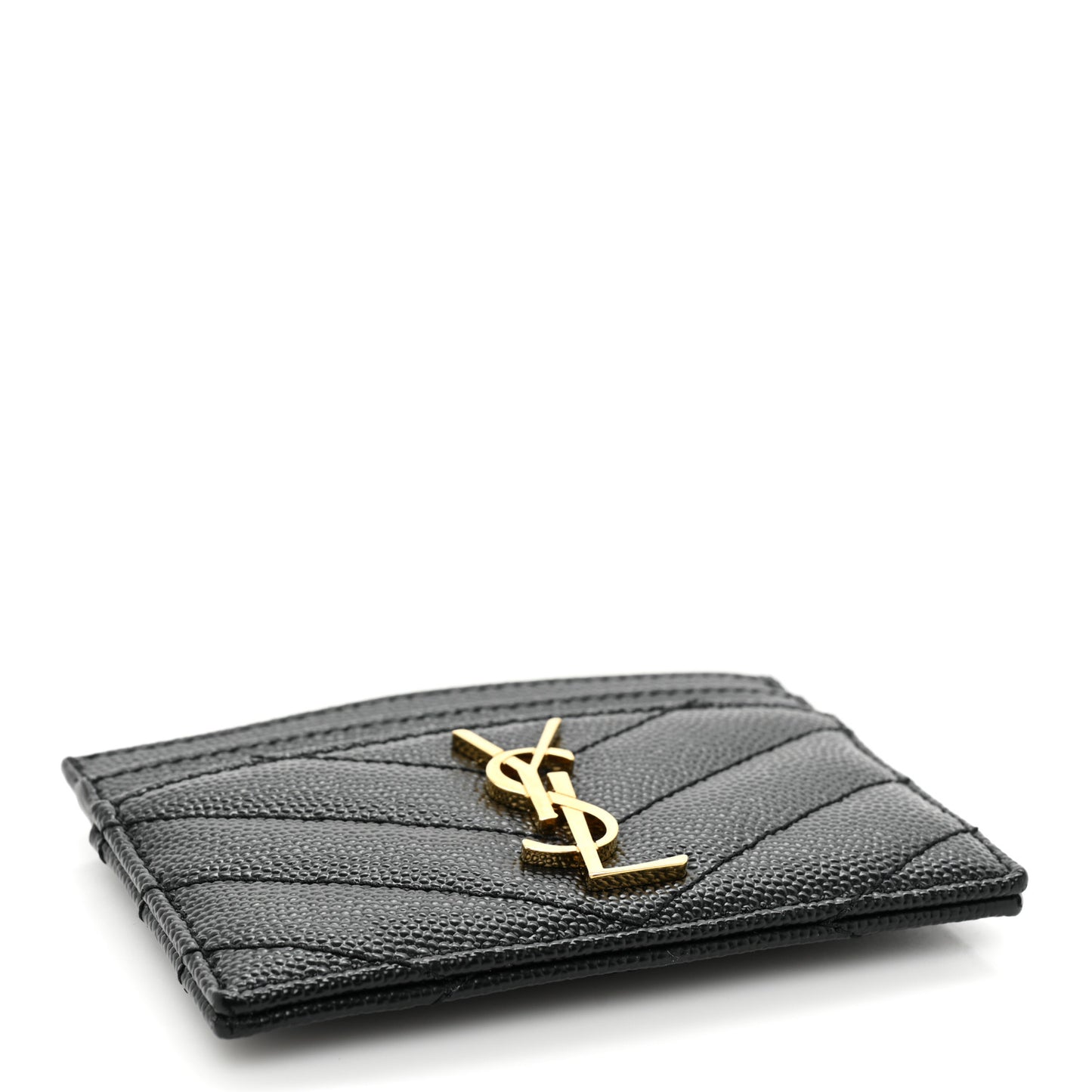 Grain De Poudre Matelasse Chevron Monogram Credit Card Case Black