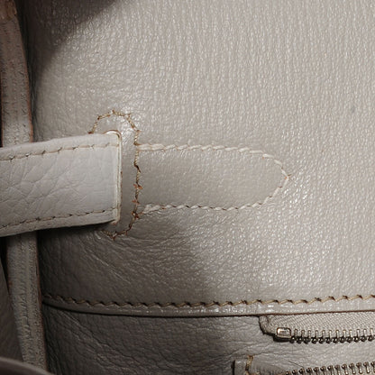Hermes Taurillon Clemence Lizard Club Birkin 35 Blanc Gris Perle Sanguine 14 of 23