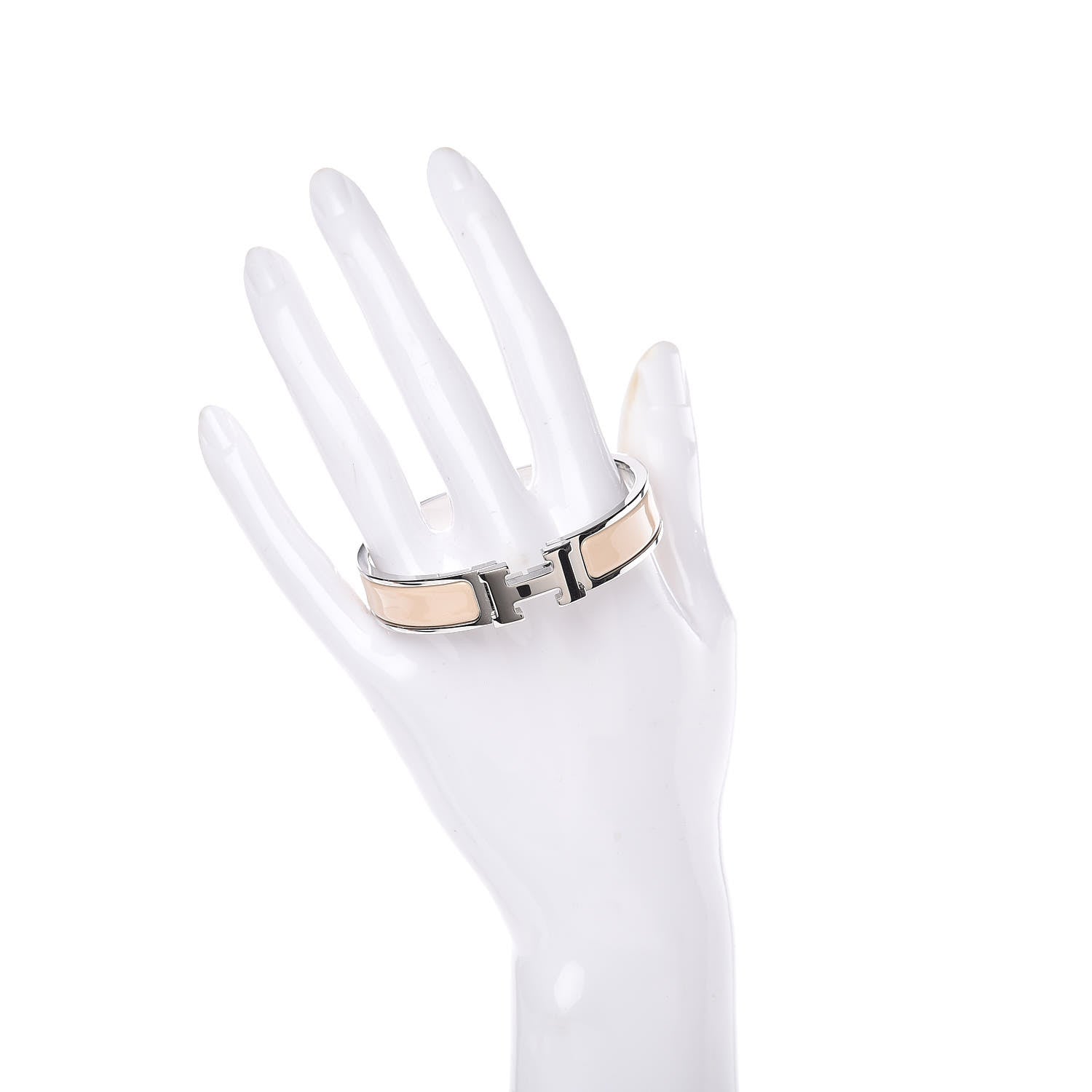 Hermes Narrow Enamel Clic Clac H Bracelet PM Beige Nacre 2 of 6