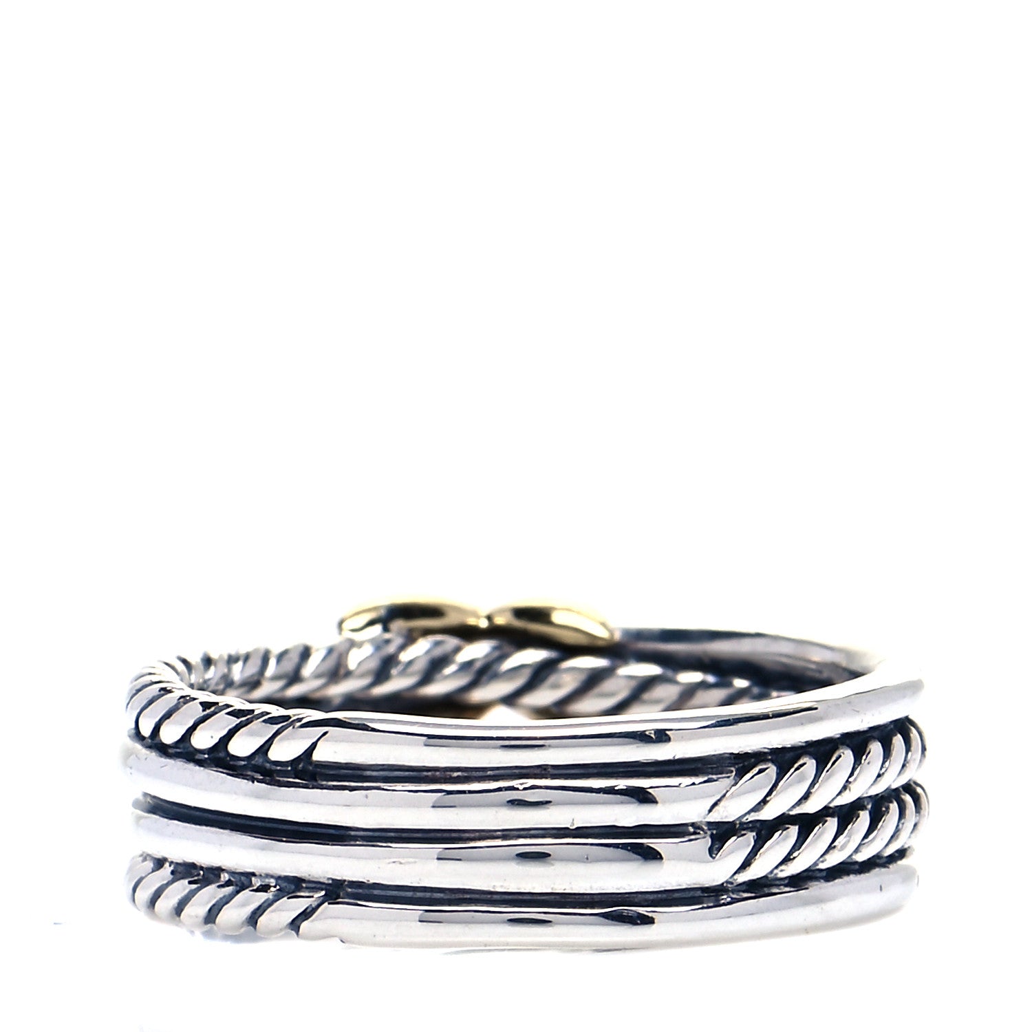 David Yurman Sterling Silver 18K Yellow Gold 6mm X Crossover Ring 54 7 3 of 5
