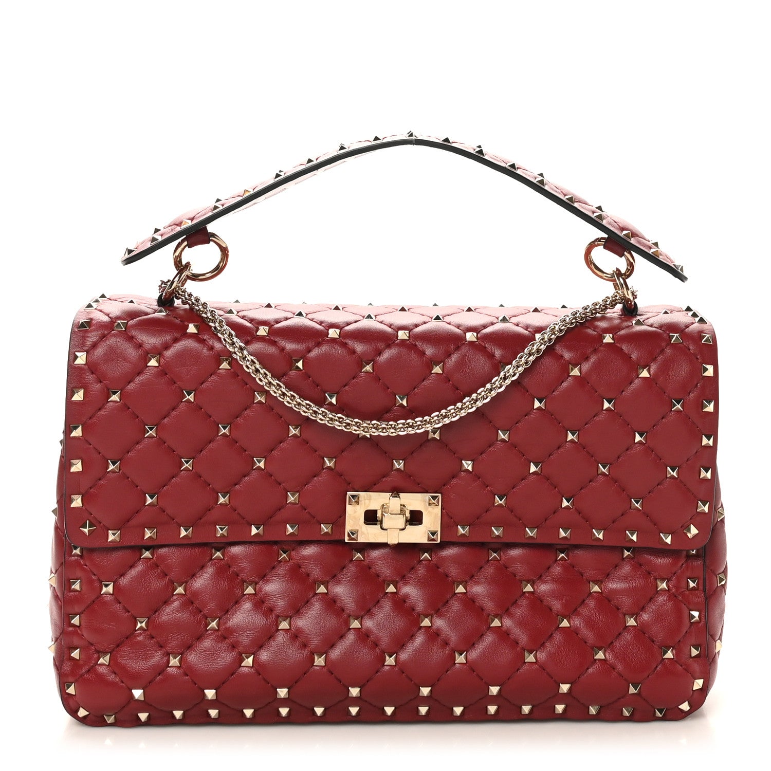Valentino Garavani Nappa Large Rockstud Spike Shoulder Bag Rubino 1 of 9