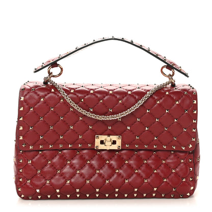 Valentino Garavani Nappa Large Rockstud Spike Shoulder Bag Rubino 1 of 9