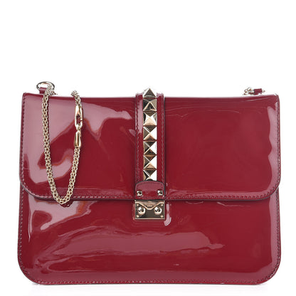 Valentino Garavani Patent Large Glam Lock Rockstud Flap Red 1 of 8