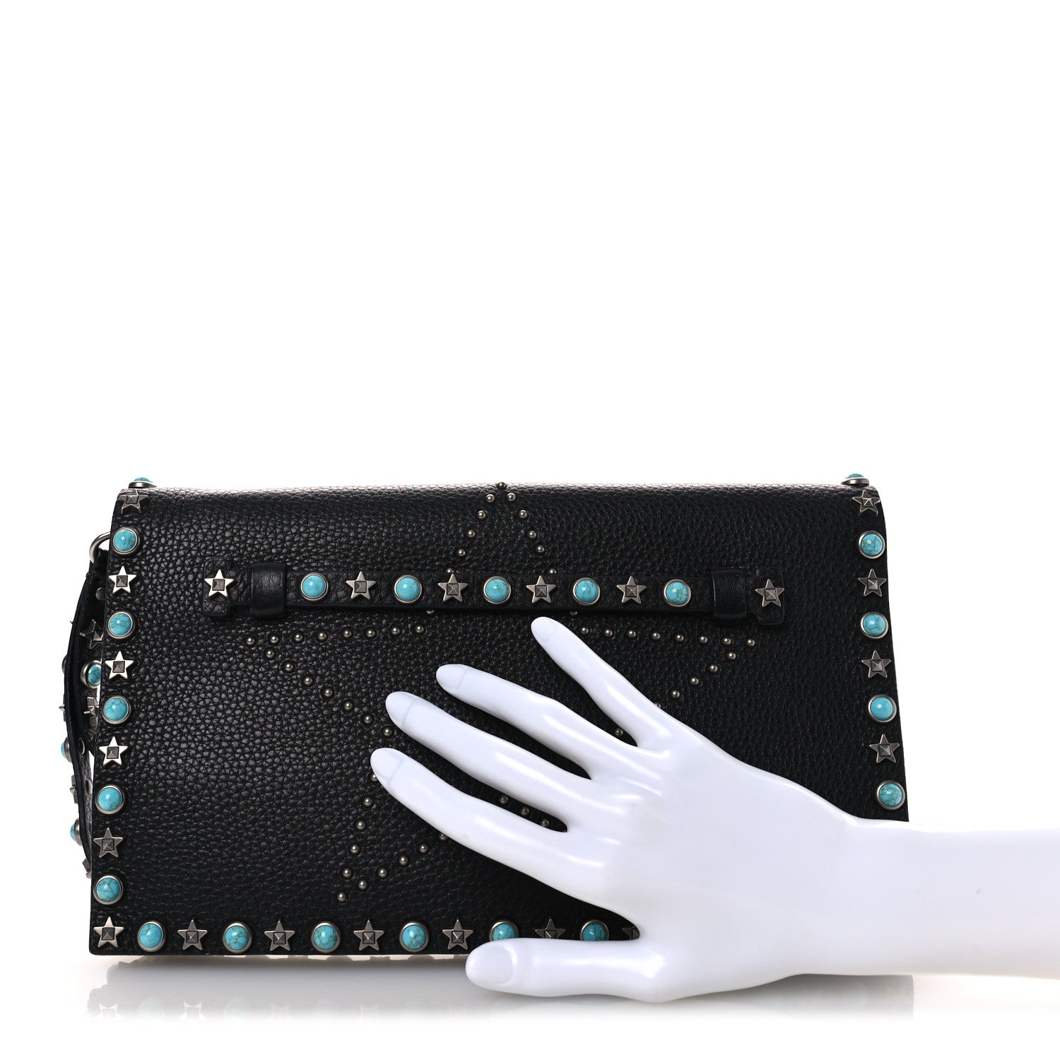 Valentino Garavani Pebbled Calfskin Rockstud Rolling Wristlet