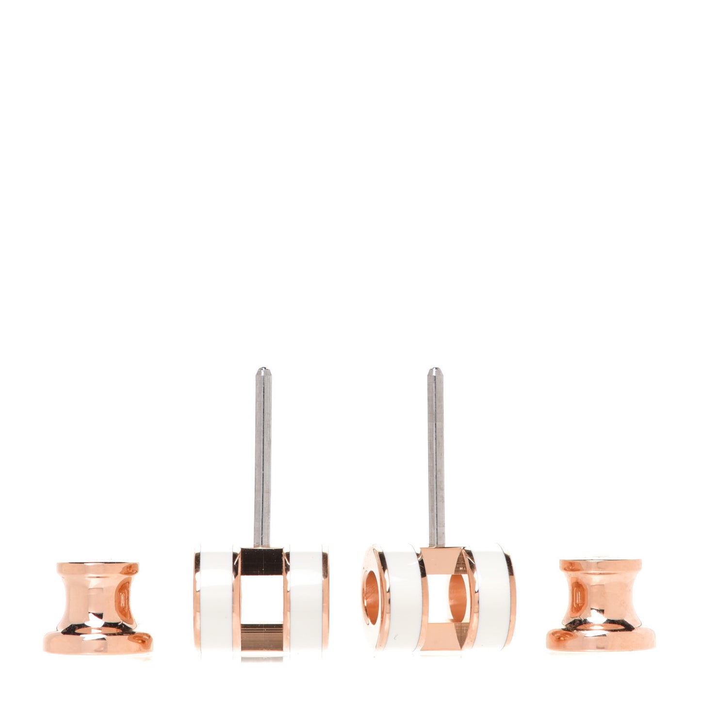 Rose Gold Lacquered Mini Pop H Earrings White