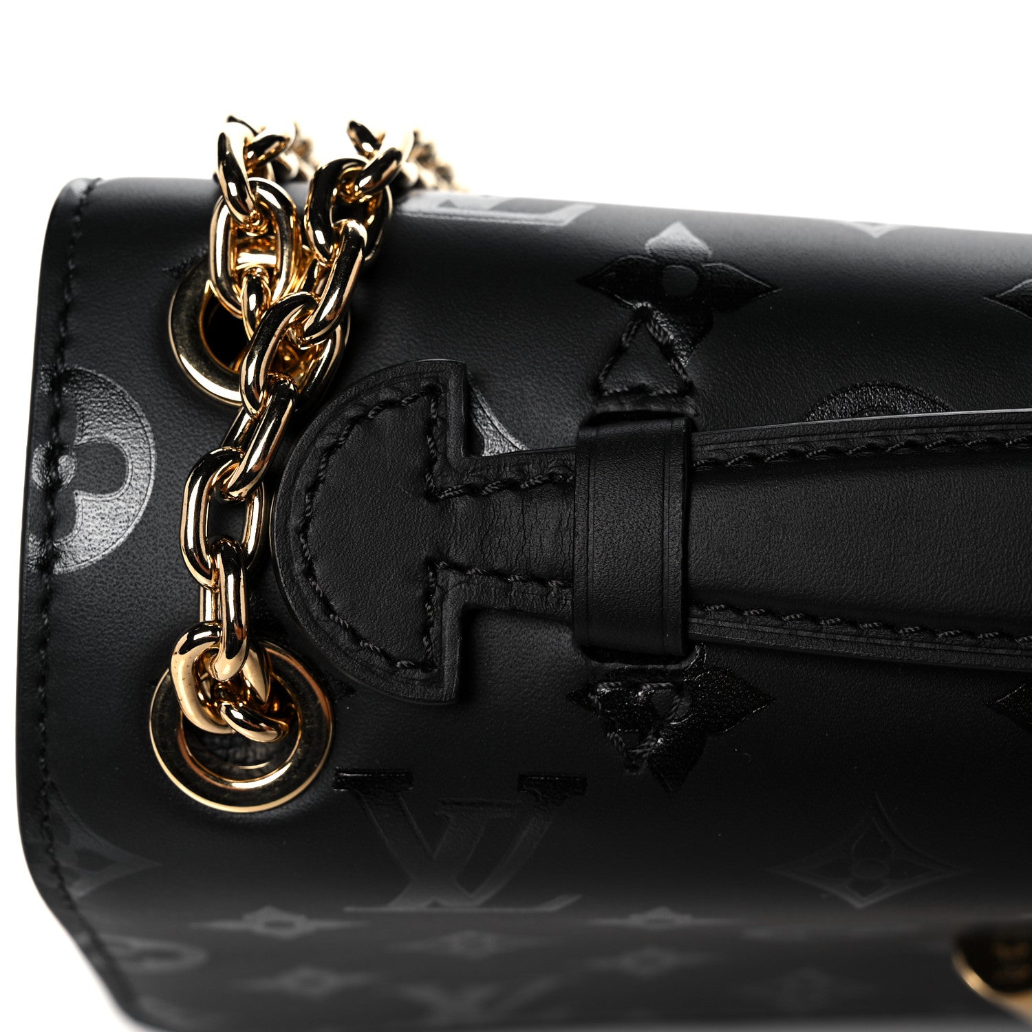 Louis Vuitton Monogram Cuir Plume Ecume Very Chain Bag Black 10 of 11