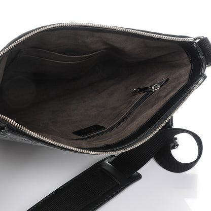 Gucci Guccissima Signature Medium Flat Messenger Bag Black 5 of 7