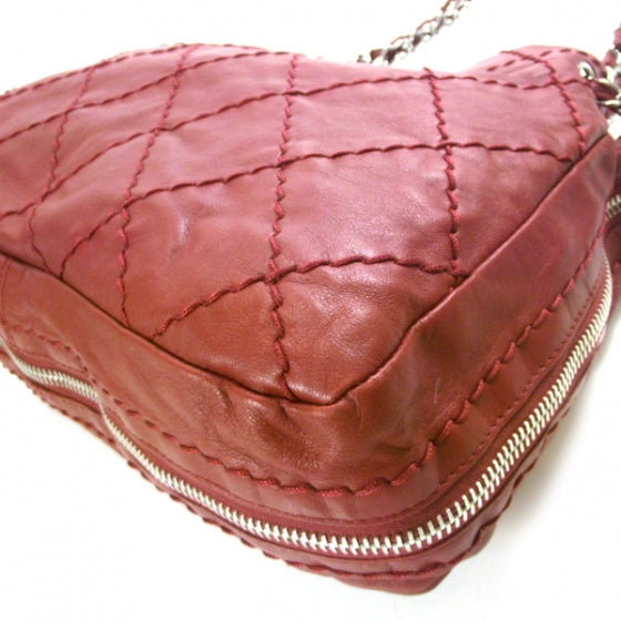 Lambskin Expandable Tote Red