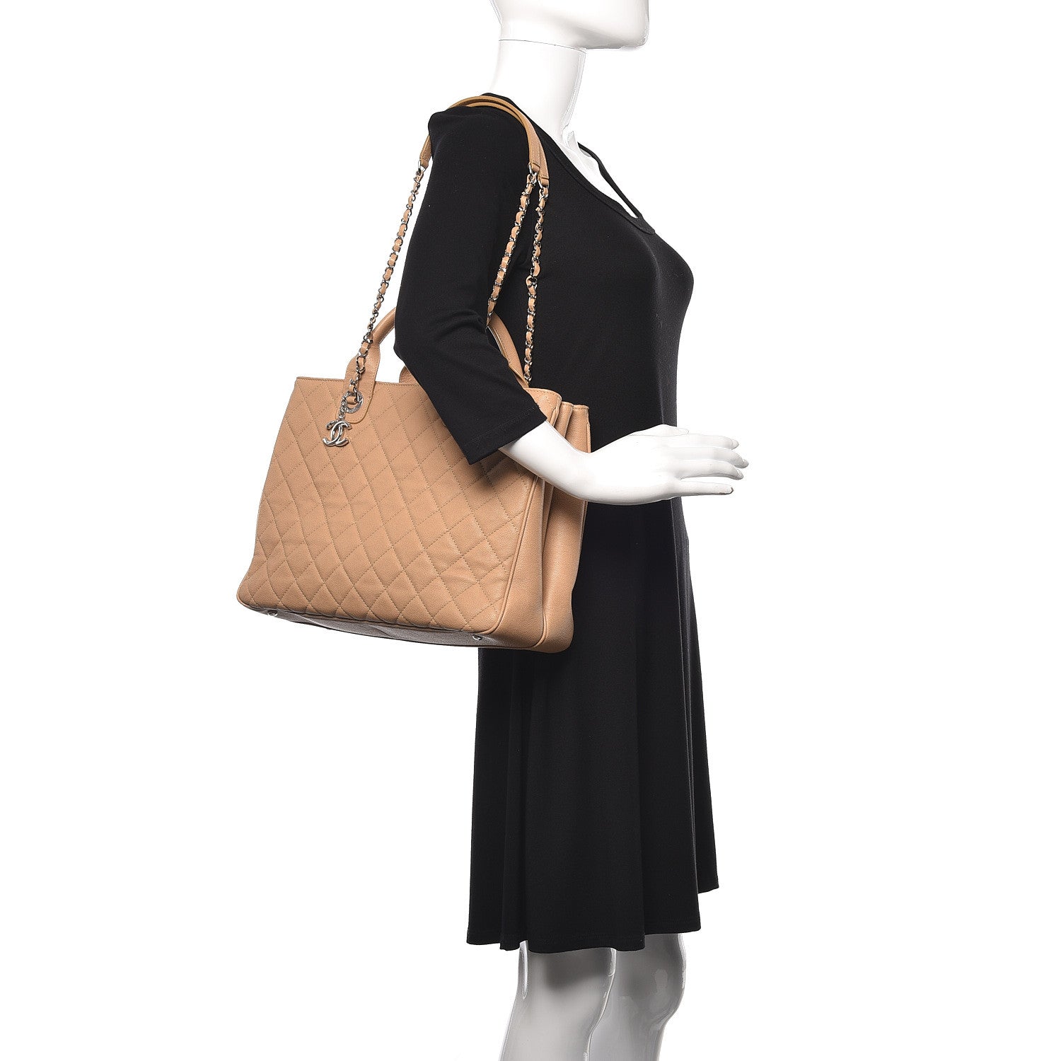 Chanel Caviar Quilted Large Urban Companion Top Handle Shopping Tote Beige 2 of 17