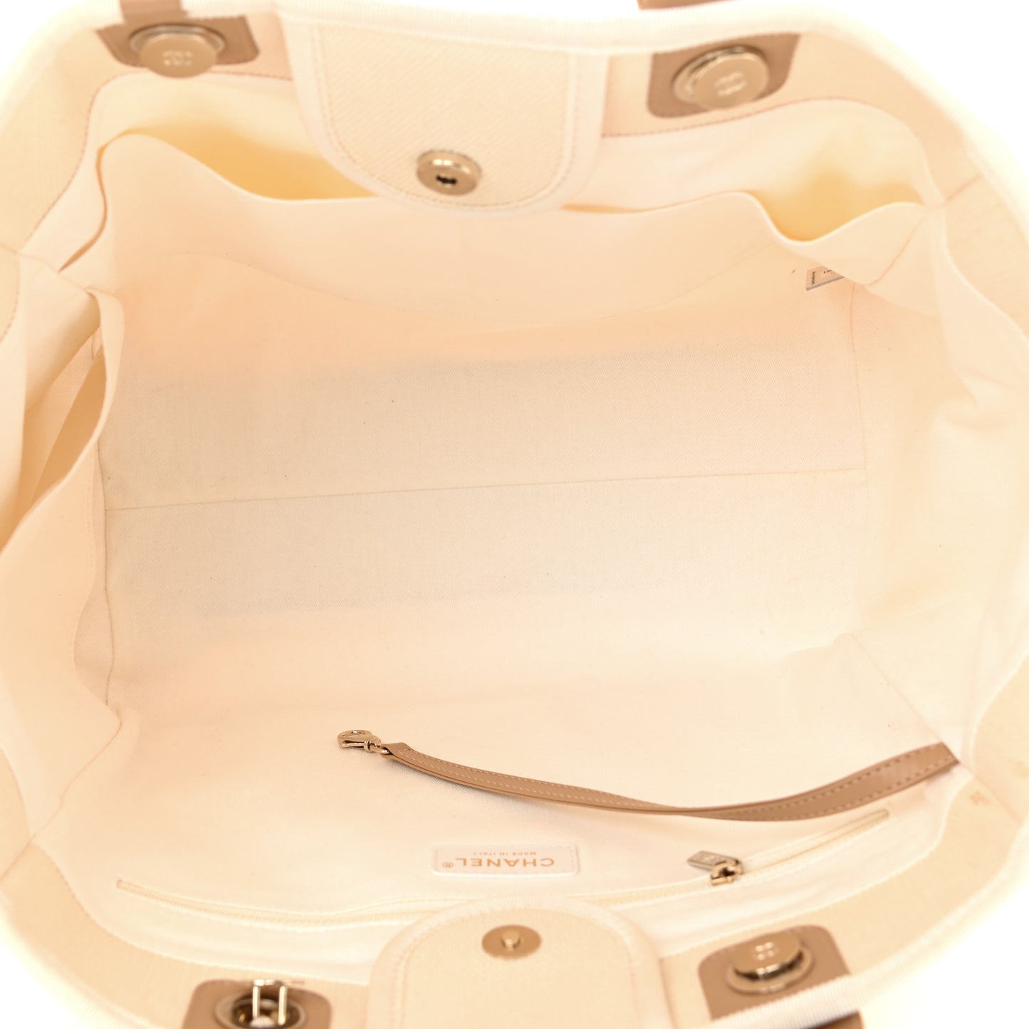 Canvas Pearl Medium Deauville Tote Ecru Beige