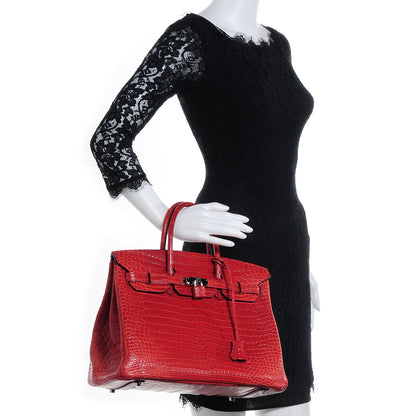 Hermes Matte Porosus Crocodile Birkin 35 Rouge H 2 of 5